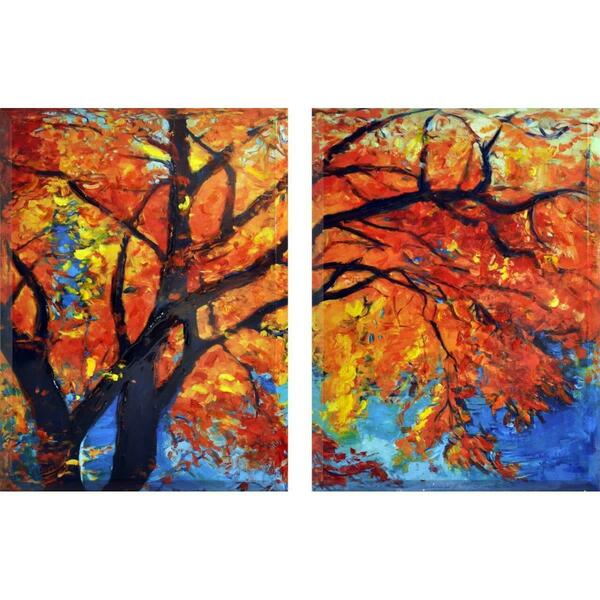 Empire Art Direct Beveled Hand Painted Giclee Canvas with Epoxy Coating - Autumn, 2PK HPX-EAD0528-4030-2